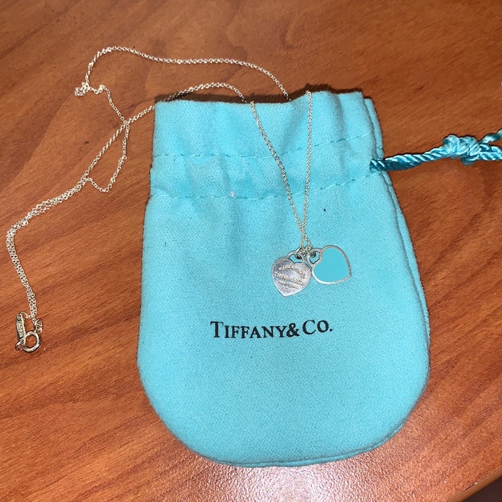 Tiffany and Co. mini silver/ blue heart necklace